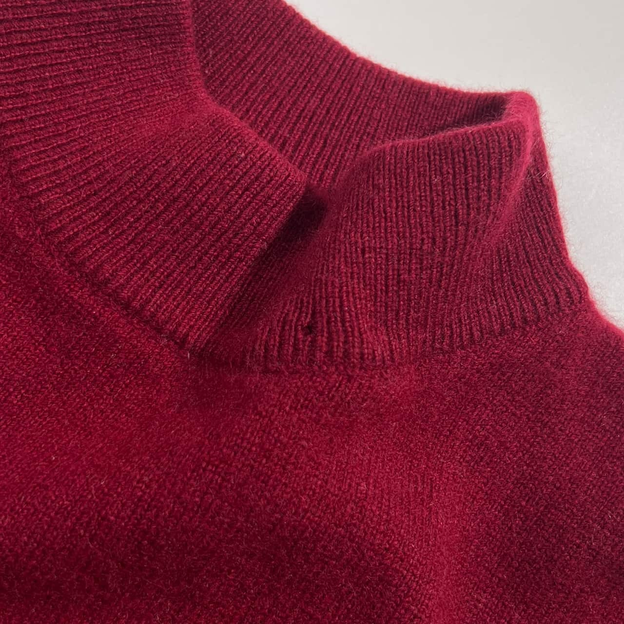 カシミヤ100% Sens Du Mai サンスデュメイ ハイネック 半袖 ニット セーター /ボルドー系 レディース