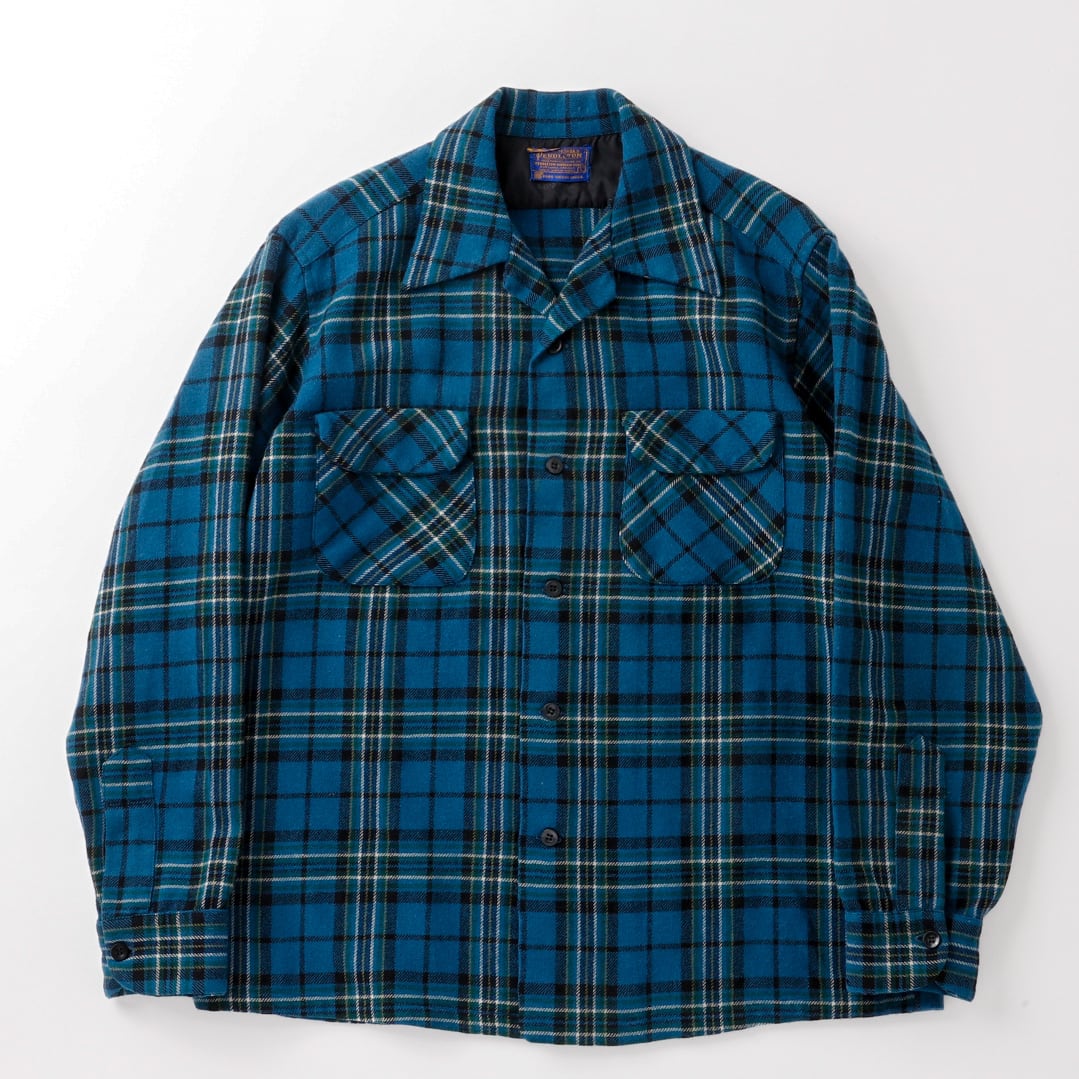 PENDLETON 60s オンブレ　ウールシャツ 60s PENDLETONペンドルトン オンブレチェック ウール オープンカラー