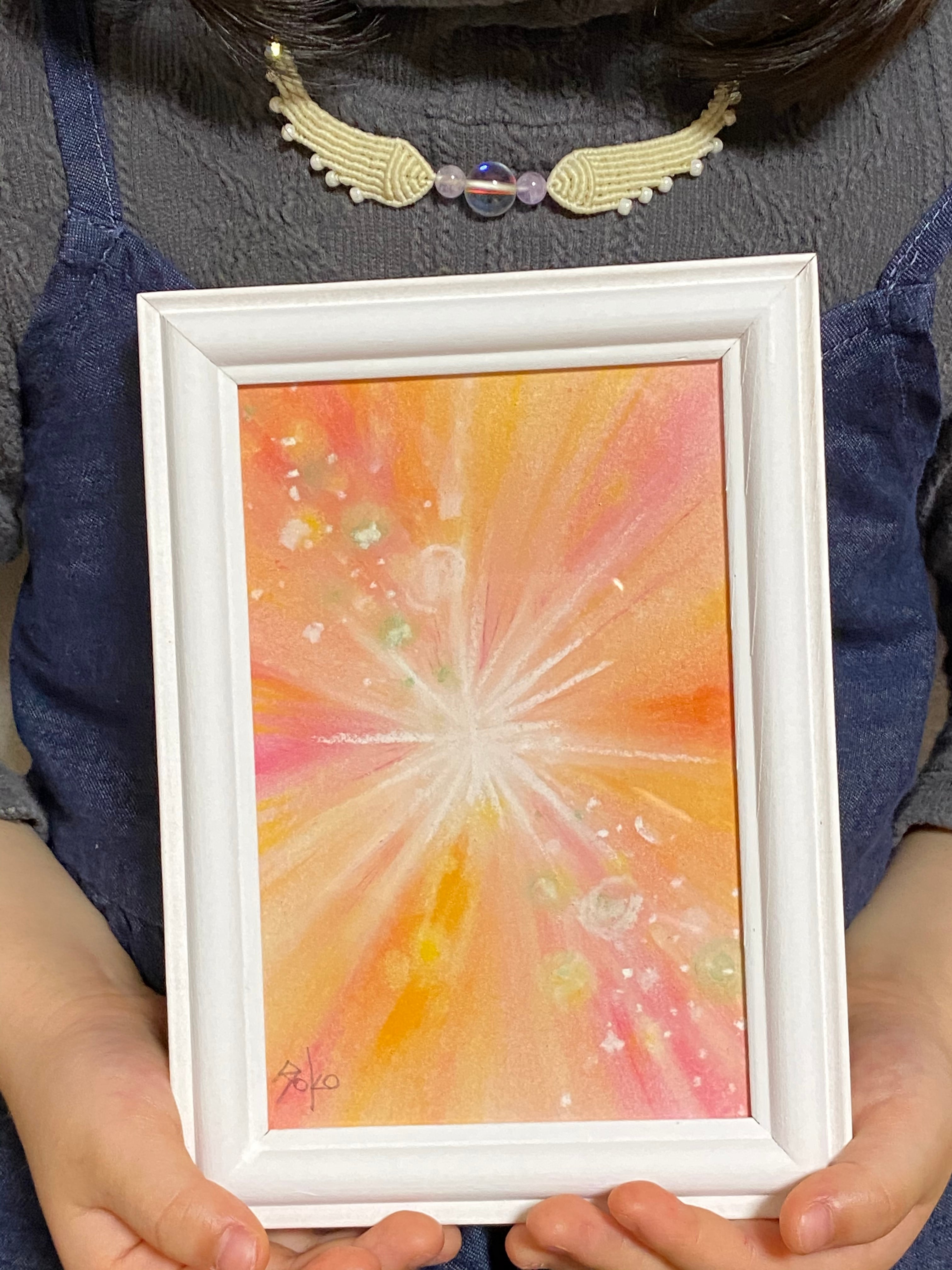 やわらかなピンクゴールドの光を放つ風水画☆原画 | Phase love