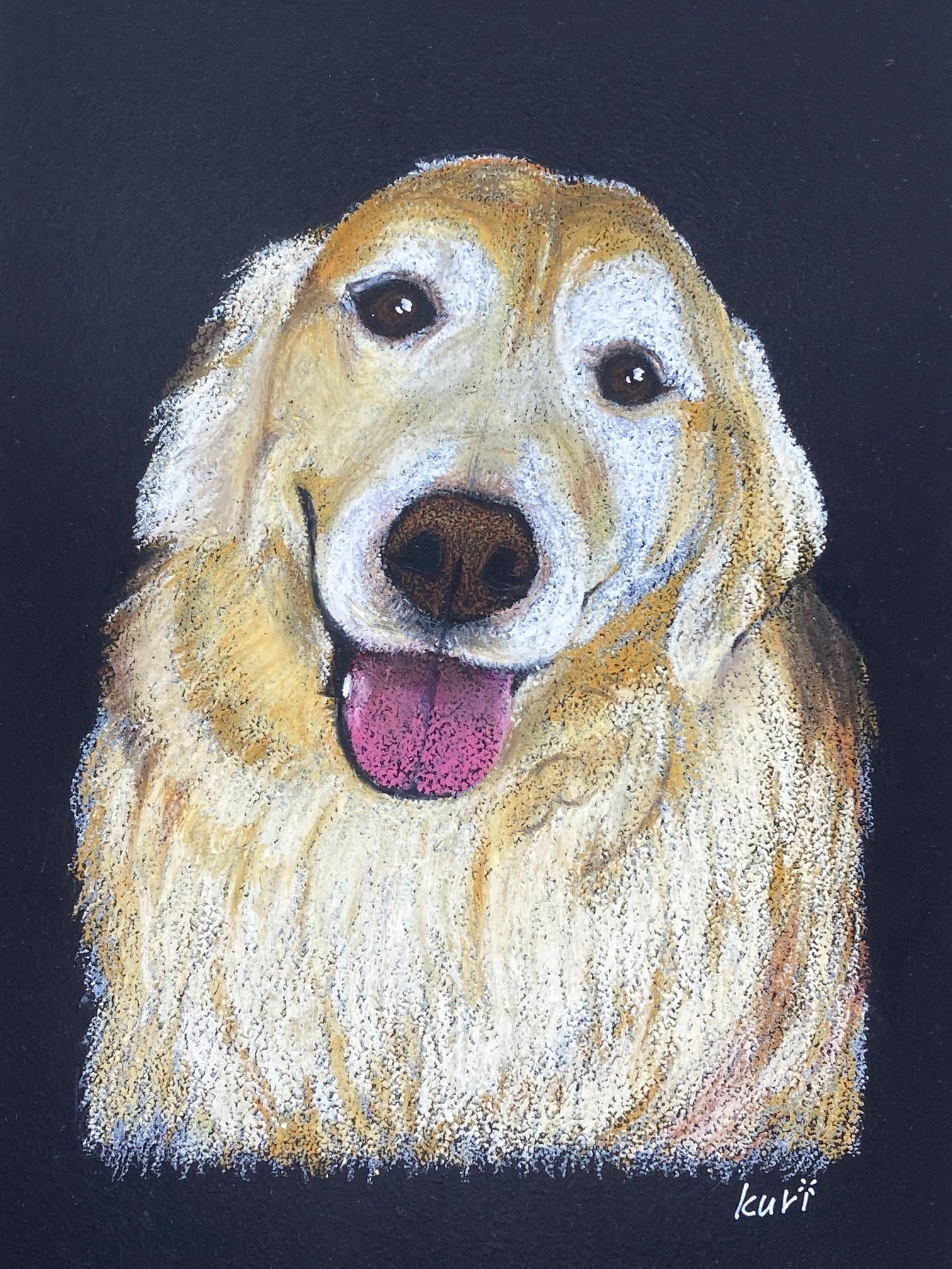 犬のオイルパステル肖像画 TETUJI