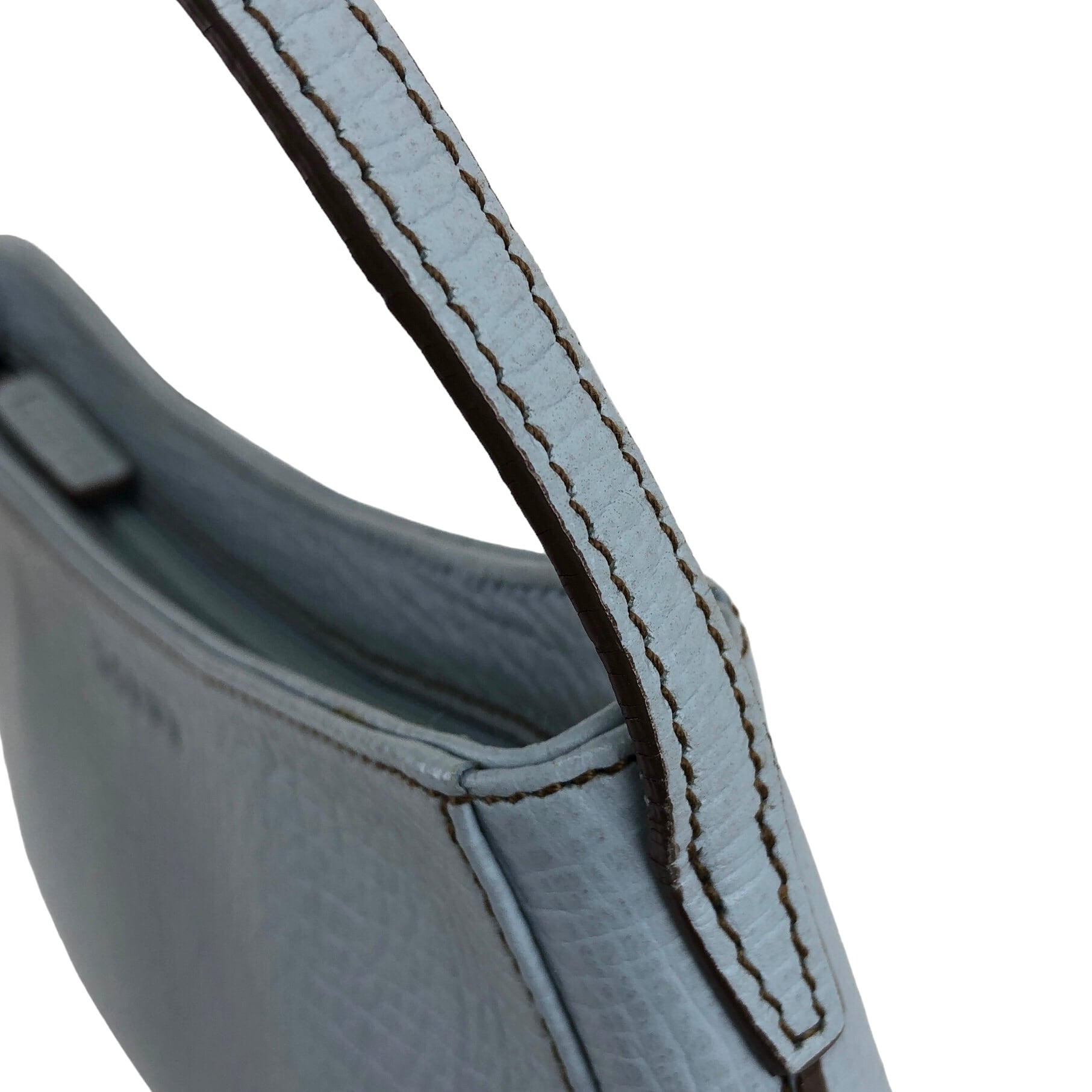 LOEWE ロエベ ハンドバッグ ライトブルー ロゴ型押し レザー