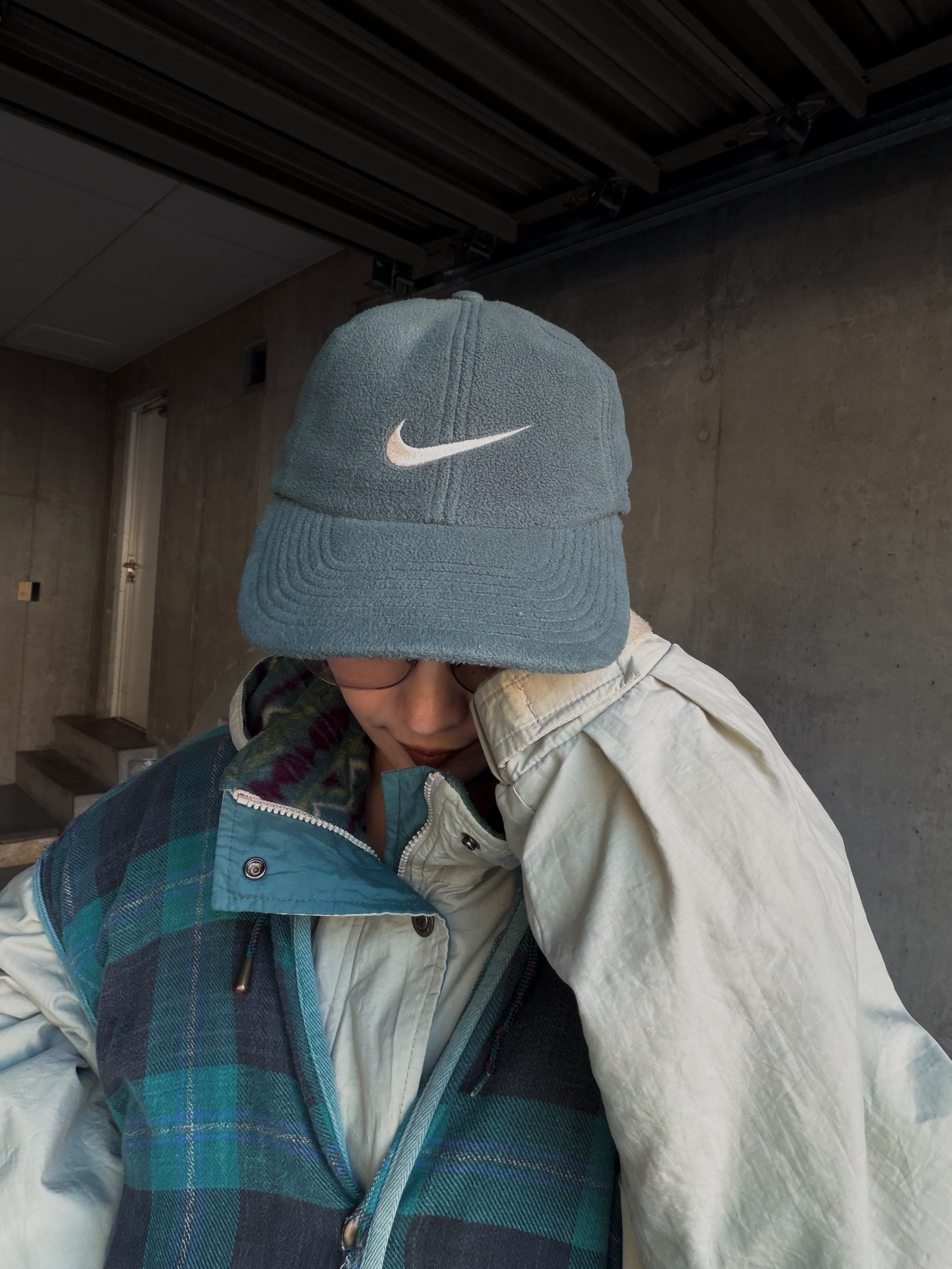(AC643)90‘s NIKE ear flap fleece cap