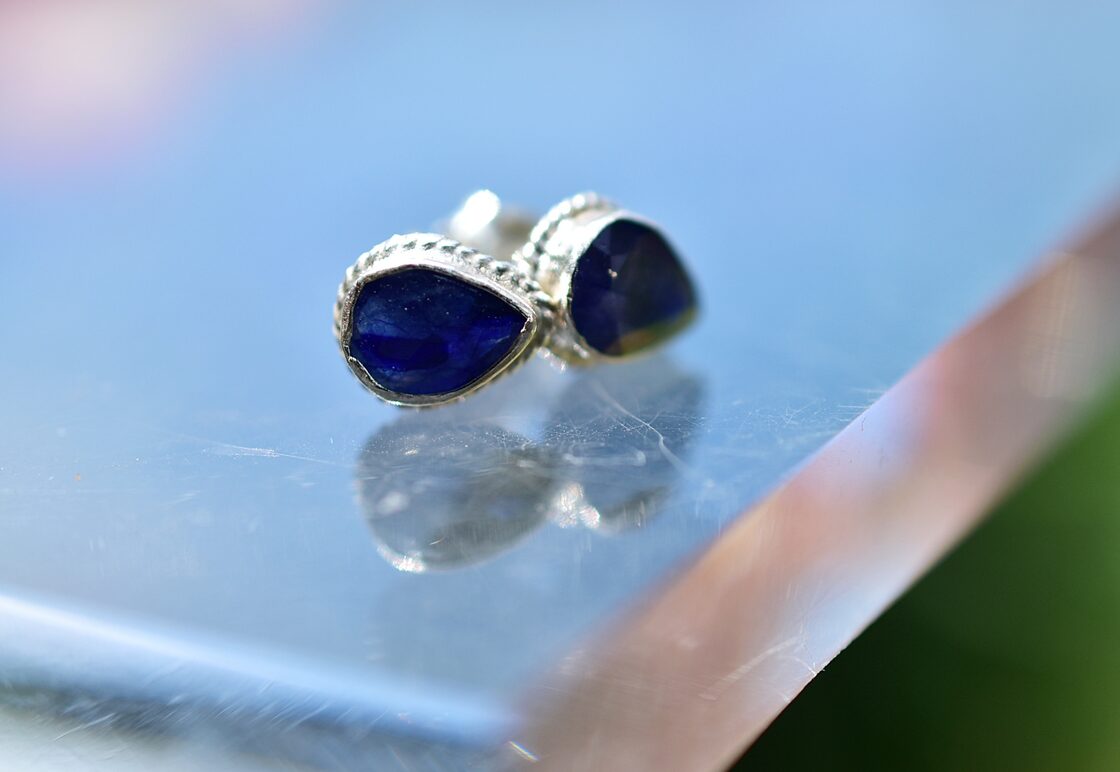 完全ハンドメイド☆ブルーサファイア シルバーピアス776 | Pay ID