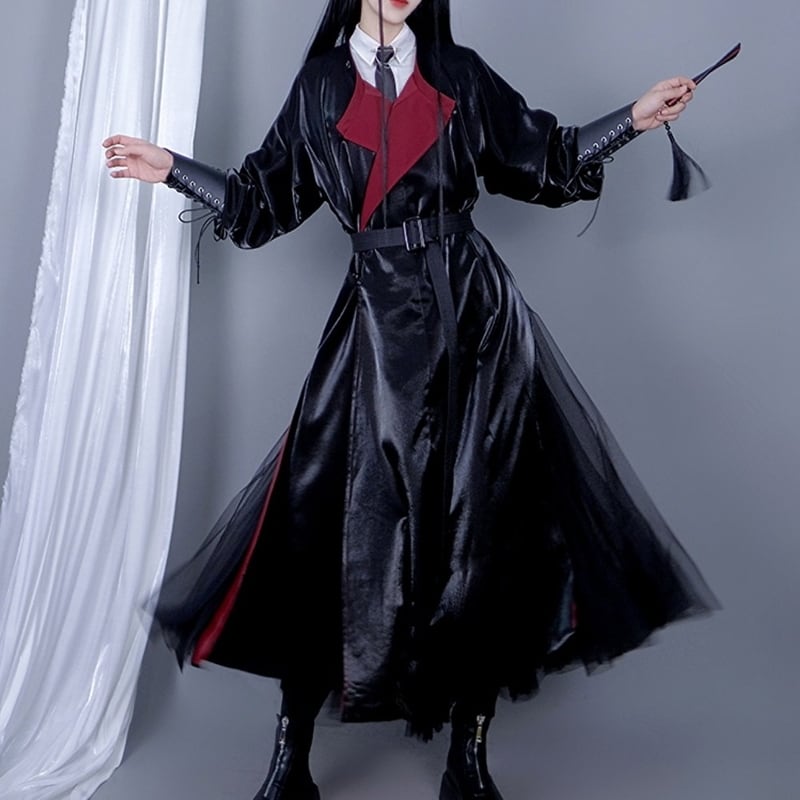 即納】 中華ゴシック 紅裏地 ロングコート | ドラマティック 漆黒