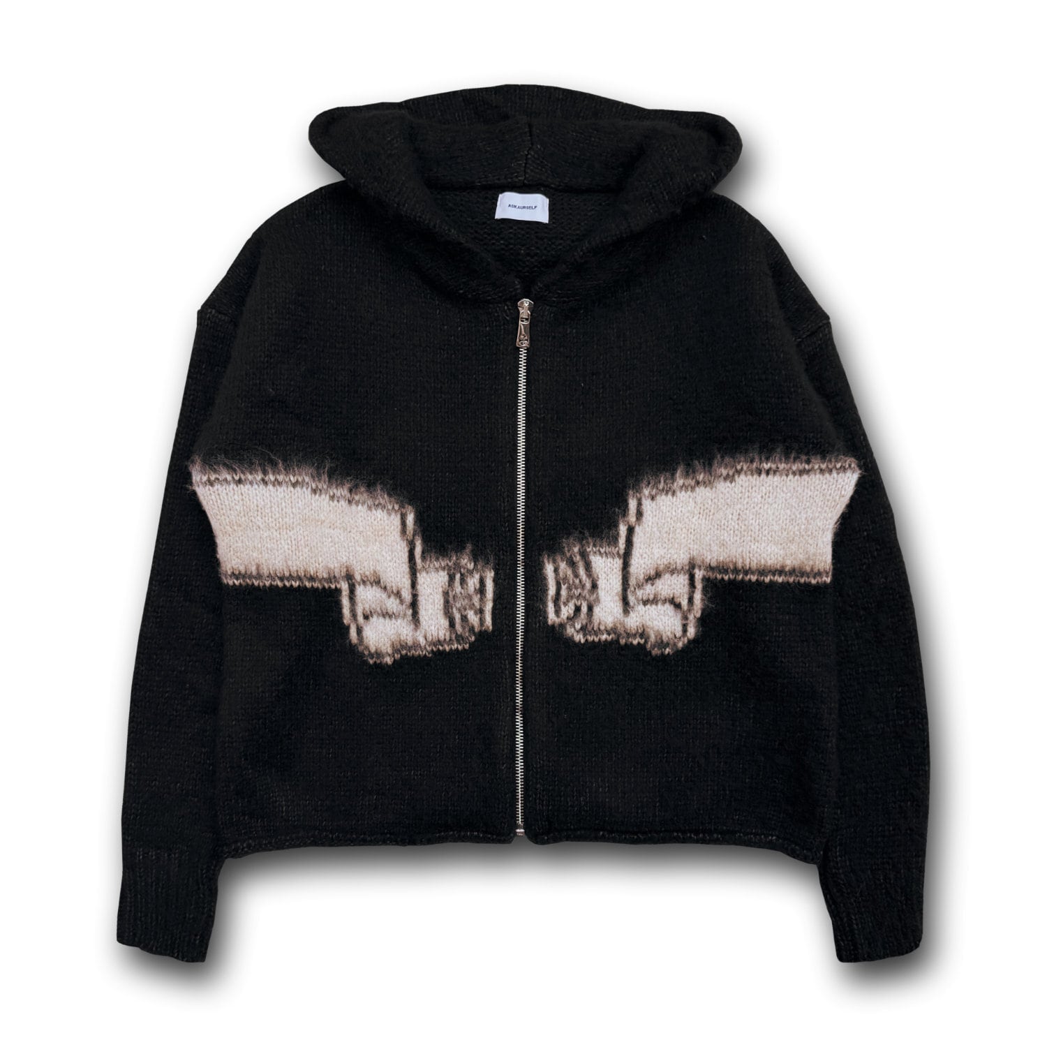 ASKYURSELF / WRAPPED BANNED ZIP KNIT HOODIE | HOLICK