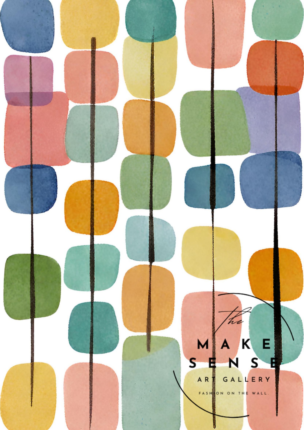 Unity｜北欧ミニマル植物パターンアートポスター｜自然と調和するシンプルボタニカルデザイン｜額縁付き完成品｜A3ポスター