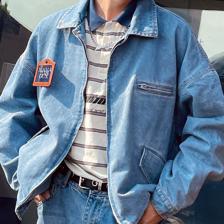 MamaHasGunウォッシュドデニムスタジャン | mblueshop MamaHasGunウォッシュドデニムスタジャン | mblueshop