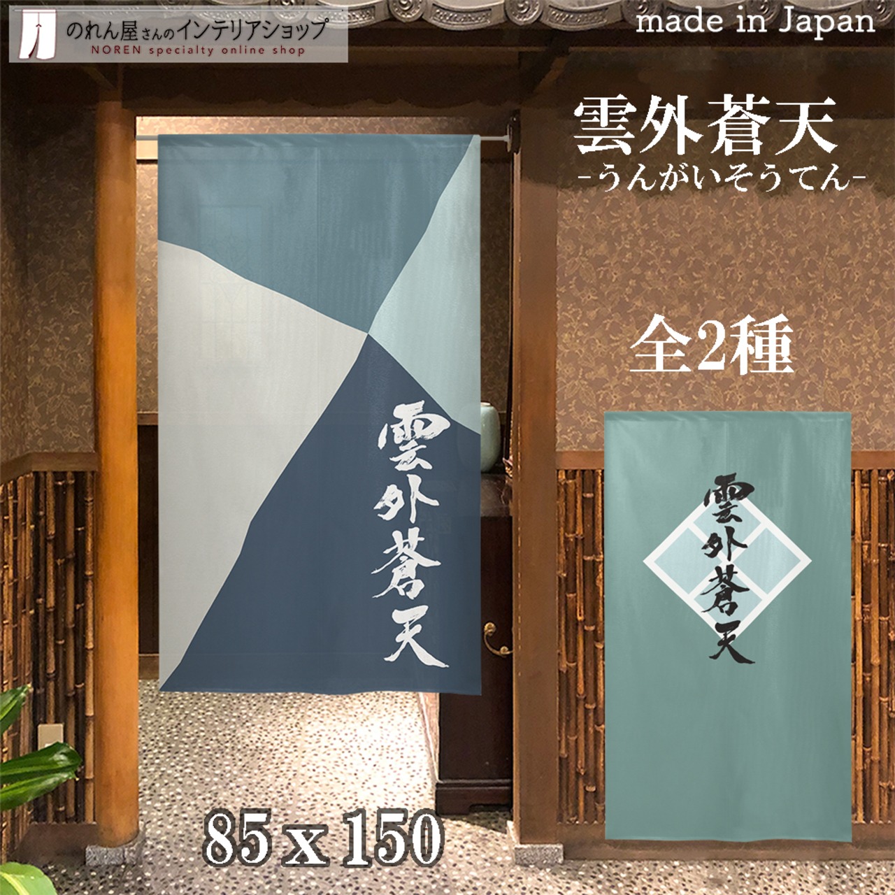 【受注生産】 のれん 漢字のれん  雲外蒼天 幅85ｘ丈150cm