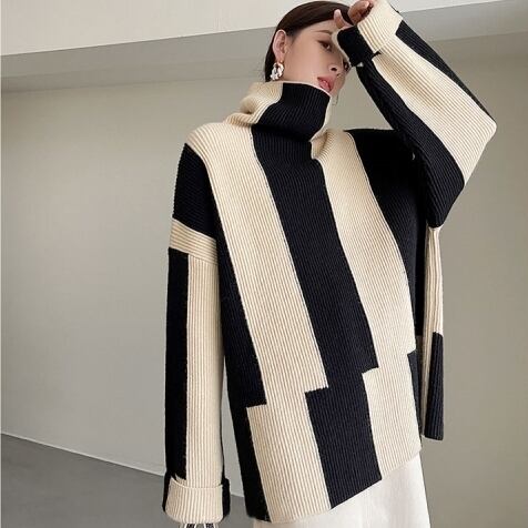 ック ニット 厚手 かわいい 大人可愛い きれいめ シンプル カジュアル 大人 上品 おしゃれ レトロ 大人女子 こなれ感 ラフ キュート ガーリー ルーズ 個性的 送料無料 フリーサイズ ゆったり ブラック ベージュ バイカラー ストライプ 秋 冬 10代 20代 30代 OL 通勤 学生 通学 デート お出かけ 女子会 着回し 普段使い 韓国系 ファッション スタイル 楽ちん あったか モテ 体型カバー トレンド 流行 インスタ映え