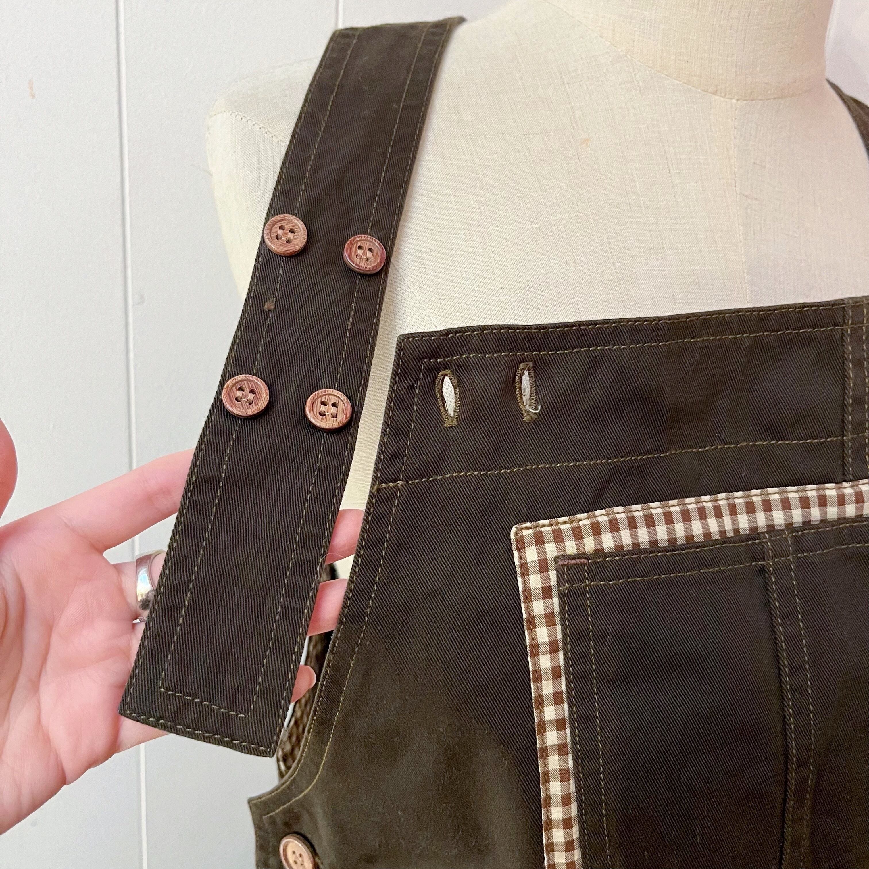 gingham check brown salopette skirt