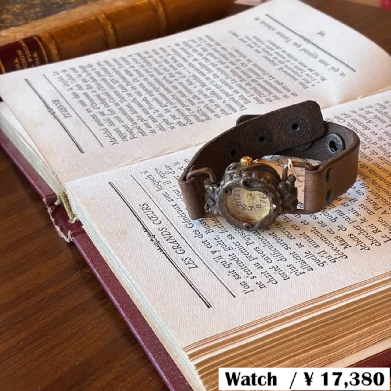 [Made to Order] Brass and Leather Handmade Watch Kaori Alice DBR Made to Order Brass and Leather Handmade Watch Button Operation Dark Brown Wristwatch