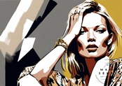 Legend Kate Moss｜ファッションアイコンの魅力を映すポートレートアートポスター｜洗練と存在感が空間をドラマティックに彩るA2ポスター