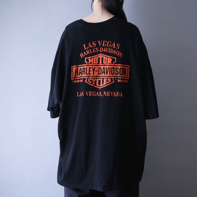 "HARLEY-DAVIDSON" scull×eagle printed super over silhouette l/s tee