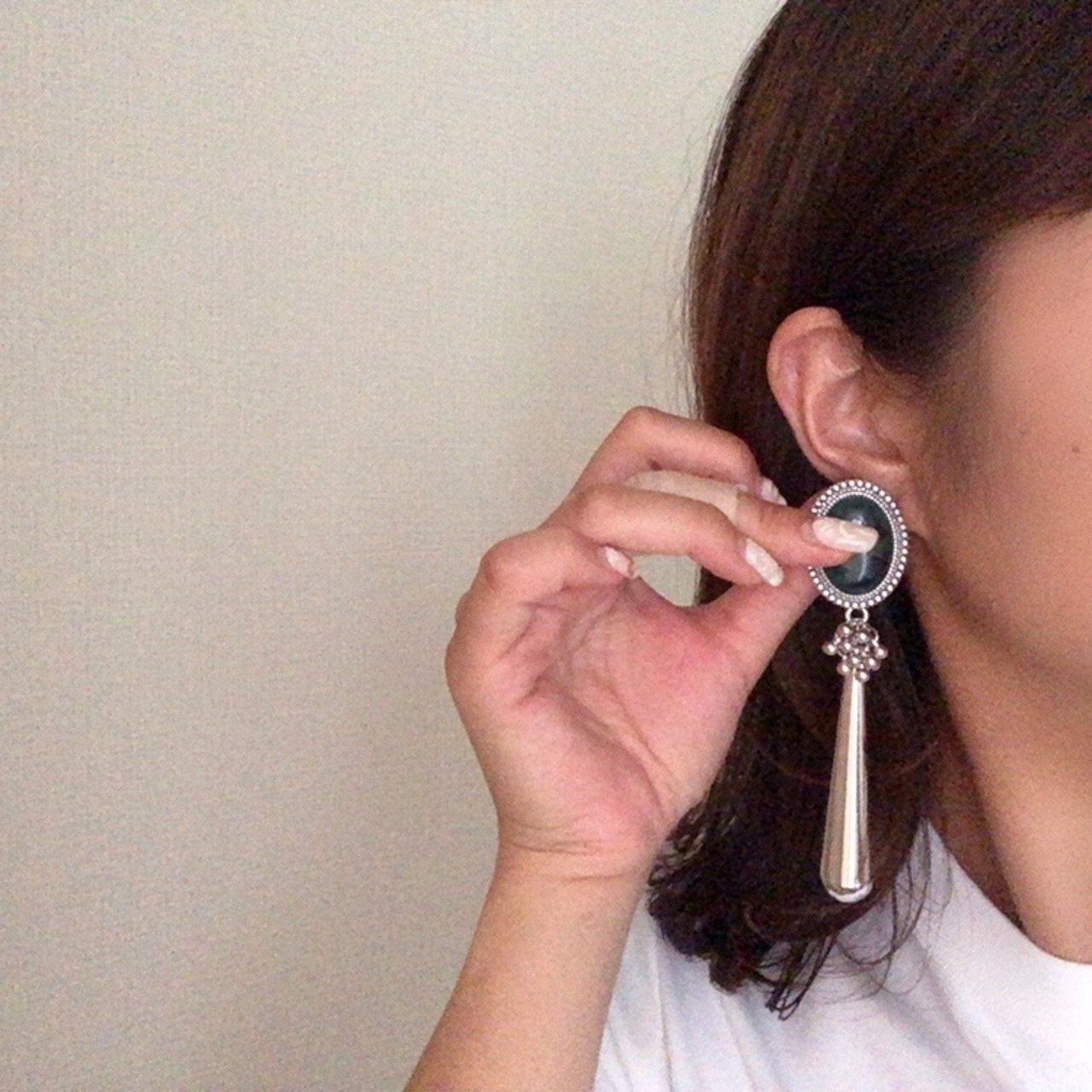 瑪瑙 大振り シルバーピアス / イヤリング / サージカルステンレス