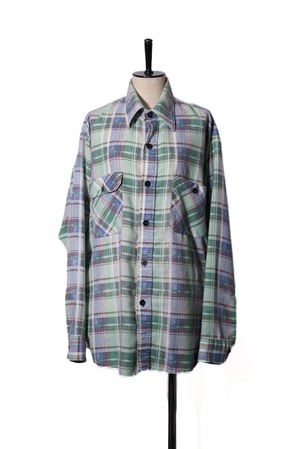 1970's boro Fade Design Flannel Check Shirts
