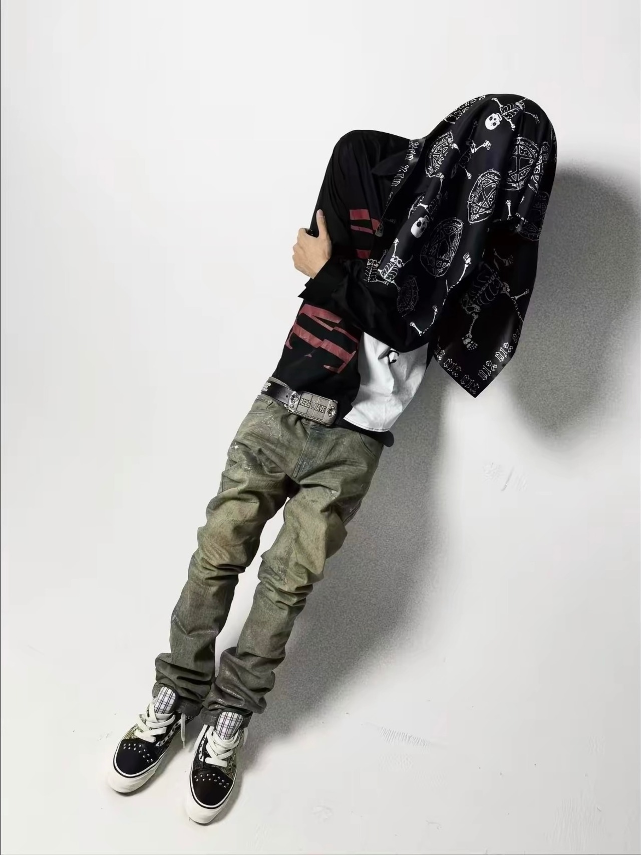 【CinderVein】Metallic Transfer Straight Denim Pants