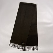 Brooks Brothers ブルックスブラザーズ ピュア カシミヤ100% フリンジ マフラー /スコットランド製/ダークカーキブラウン系