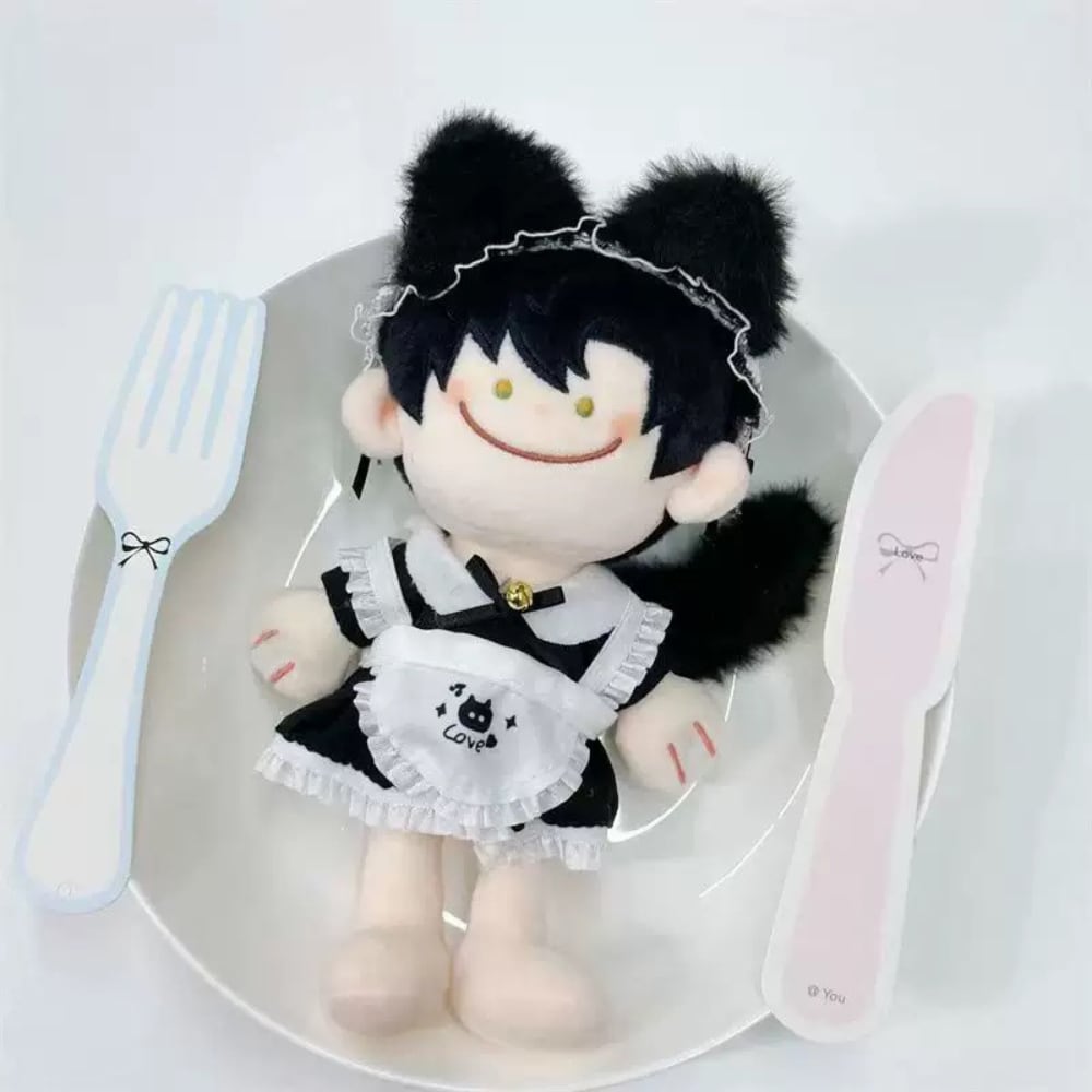 推し活アイテム 撮影用アイテム 10cmぬい服 ねこ耳&しっぽ付き メイド