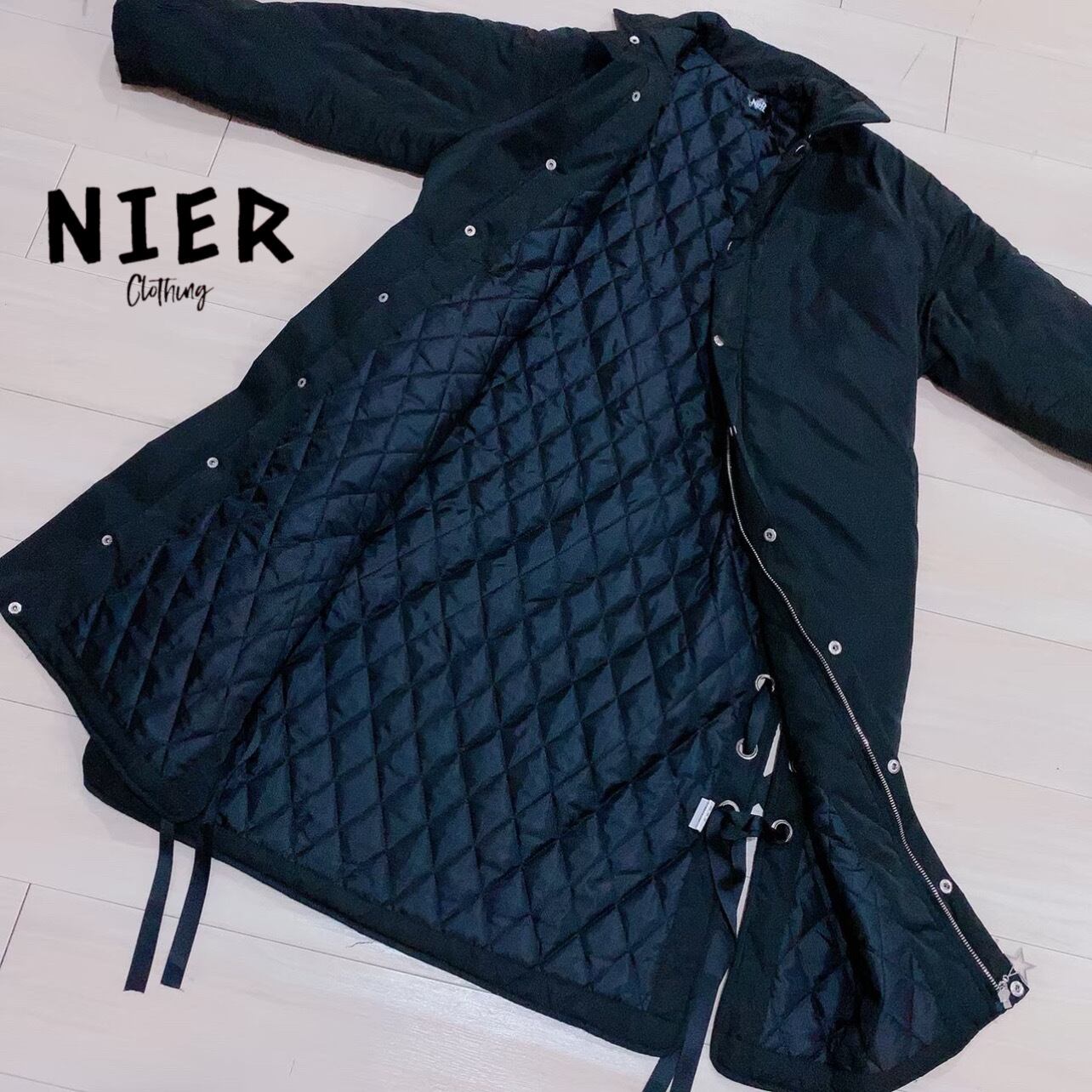 超防寒中綿入りside Braid ロングコート 内ポケット付き Nier Clothing