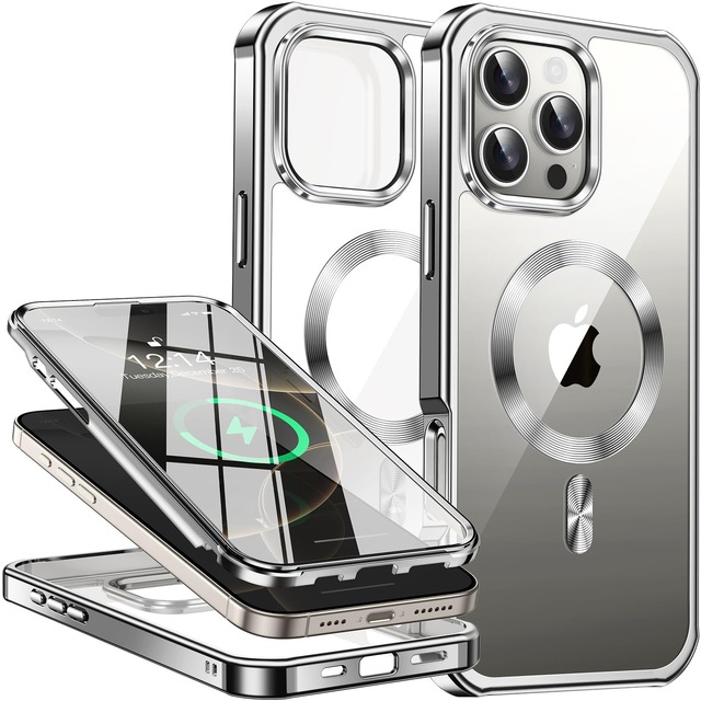 【両面保護・MagSafe対応】FONKCASE iPhone16 Pro 用 ケース ストラップホール付き 本体の色・CDリング (グレー)