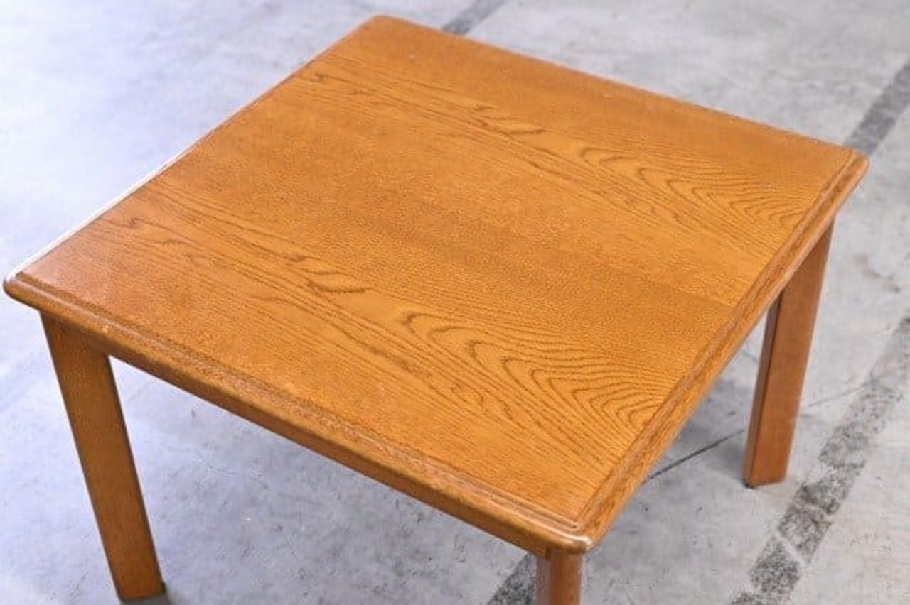 天童木工 オーク材 ローテーブルd 無垢 センターテーブル サイドテーブル 机 ビンテージ スクエア 四角 和モダン 北欧スタイル TENDO【中古家具/中古インテリア/USED家具ユーズド家具/リサイクル】