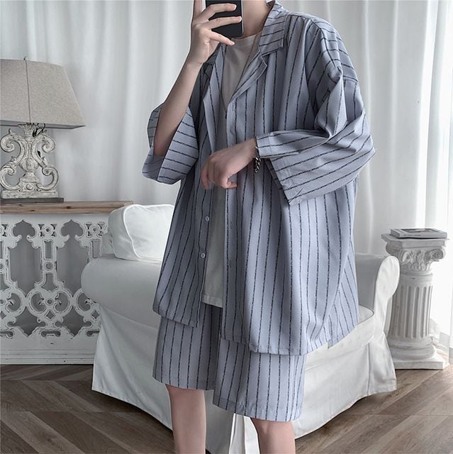 予約販売】メンズ セットアップ 上下 ハーフパンツ 半袖シャツ
