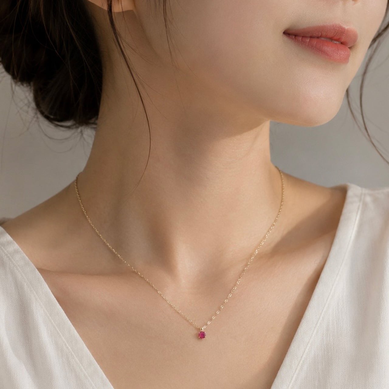 高品質ルビーのシルバー925 / 14KGF ネックレス 天然石 7月誕生石 一粒