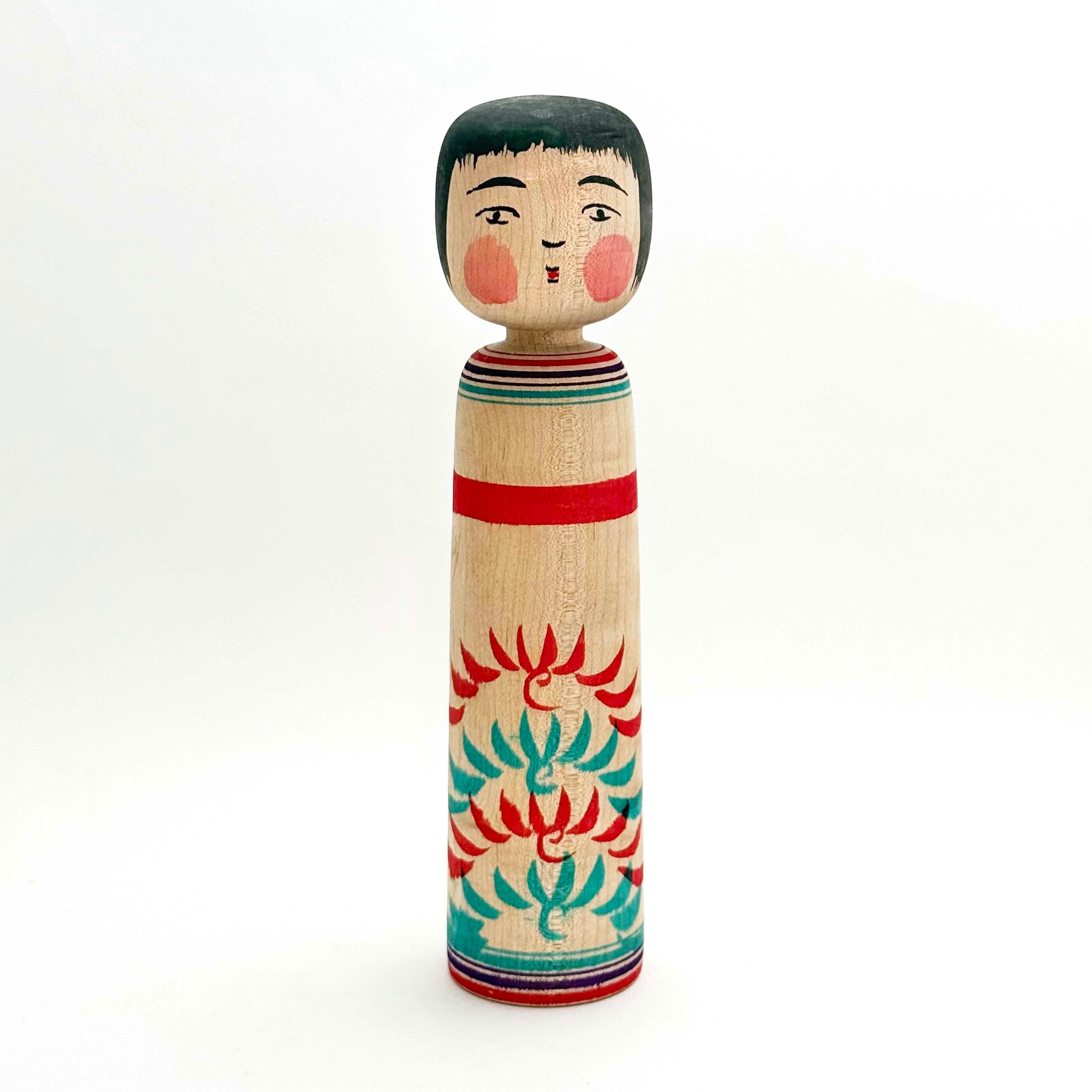 今晃工人こけし（菊四段 8寸）
