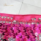 ベリーダンス オリエンタル 衣装 トップス ベルト セット ピンク系 ラインストーン スパンコール フリンジ キラキラ ダンス衣装 イベント ステージ 華やか 鮮やか かわいい 練習 レッスン シルバー系