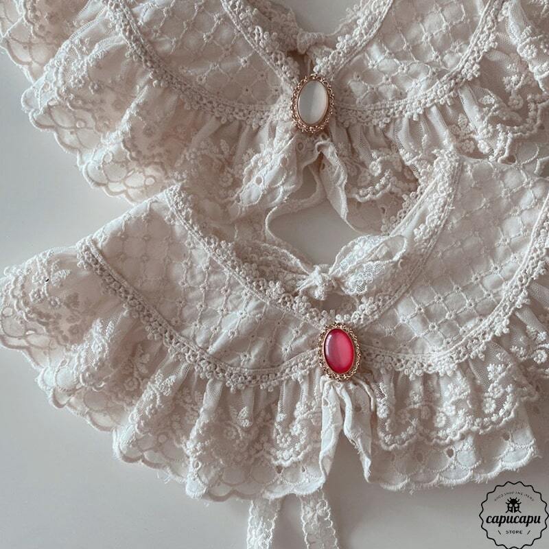 sold out» bijou Lace cape 2colors ビジューケープ 付け襟 つけ襟