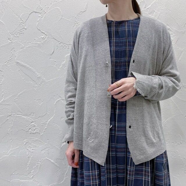 pas de calais 植物染めコットンウールバックドレープカーディガン