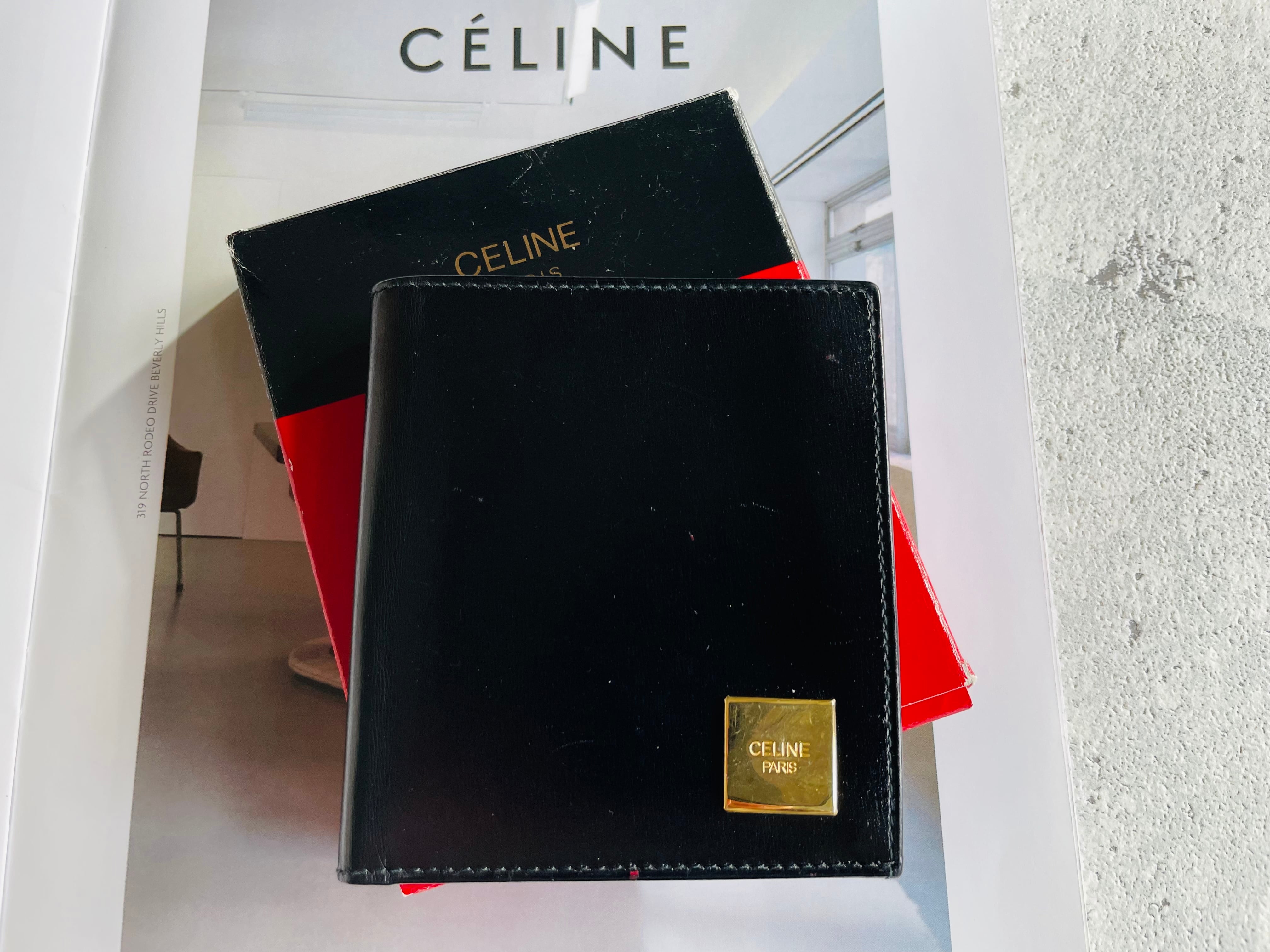 CELINE スクエアプレート 二つ折り財布 celine セリーヌ レザー 箱付き  