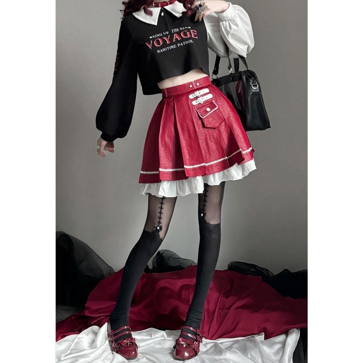 深紅航路のノワールプリーツセットアップ：スカート | Maiden's Rêve