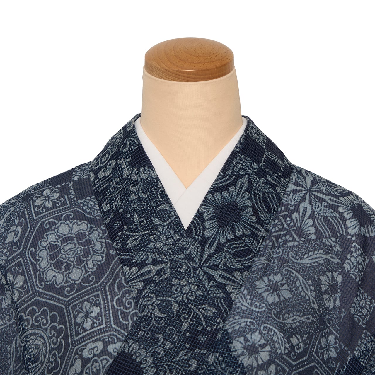 有職文様尽し 型染 絹紅梅単衣着物【中古】 | かわの屋