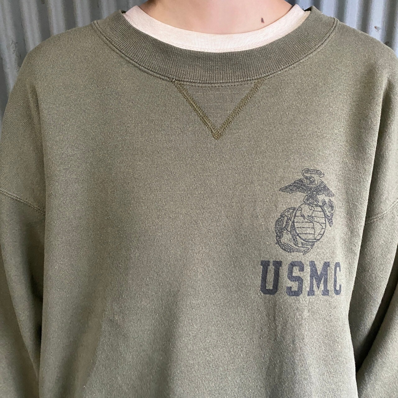 90年代 USA製 SOFFE USMC アメリカ海兵隊 ワンポイントロゴスウェット 