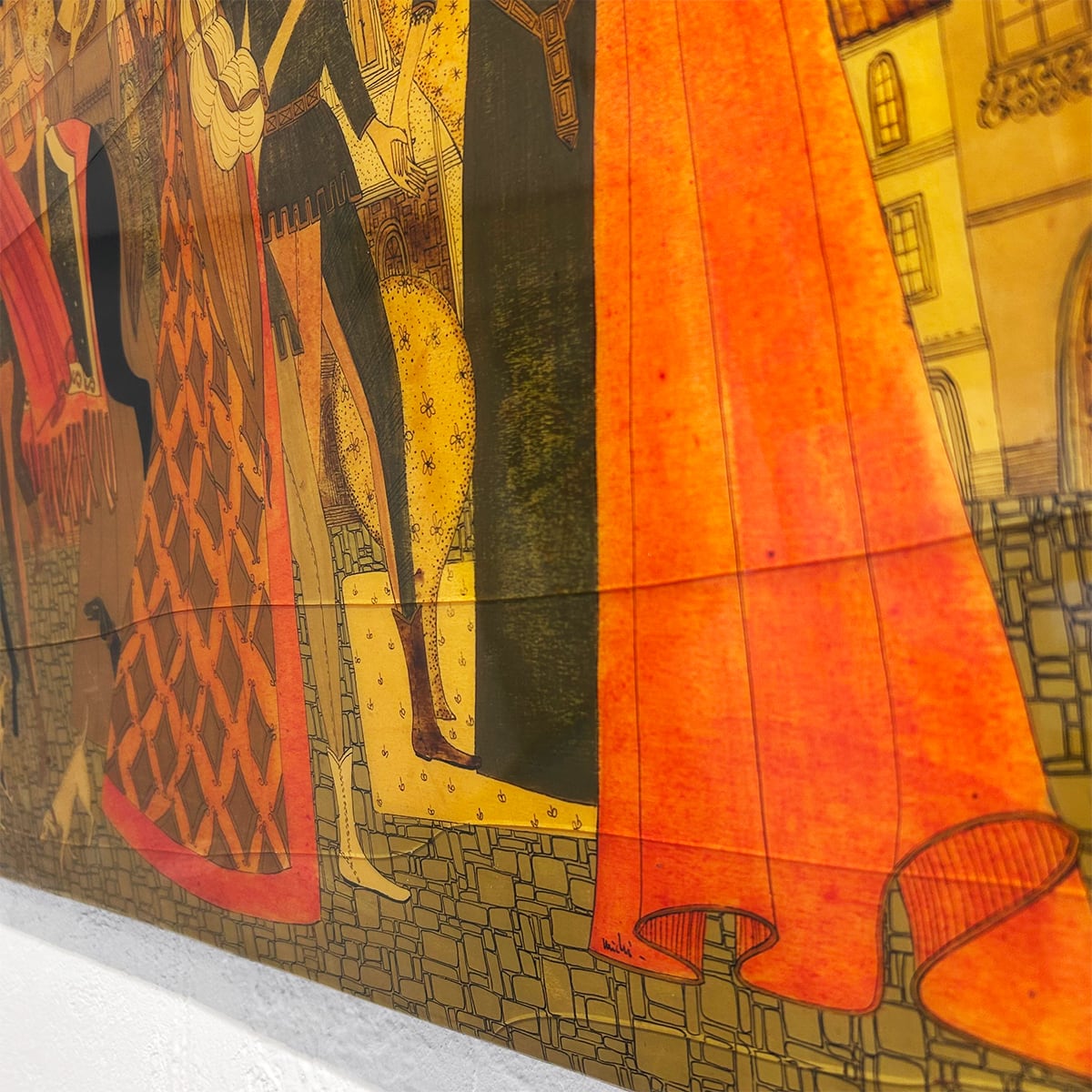 70s Italy 「Michi Sgorbigno」 painting art wooden panel | PANIC