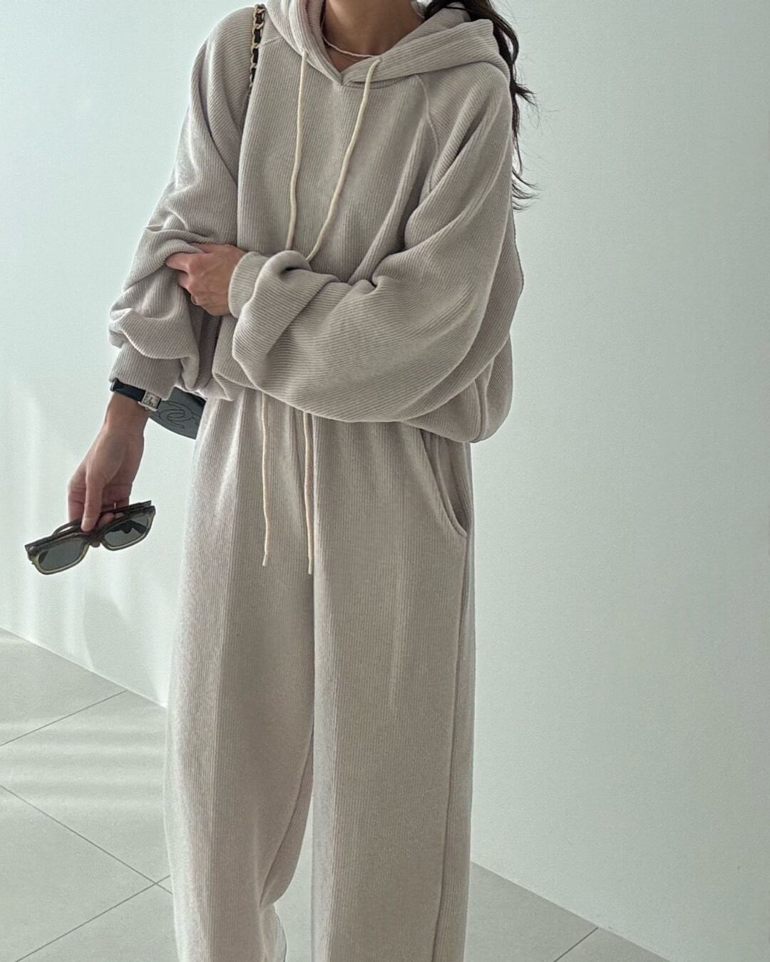 リブニット裏起毛セットアップ