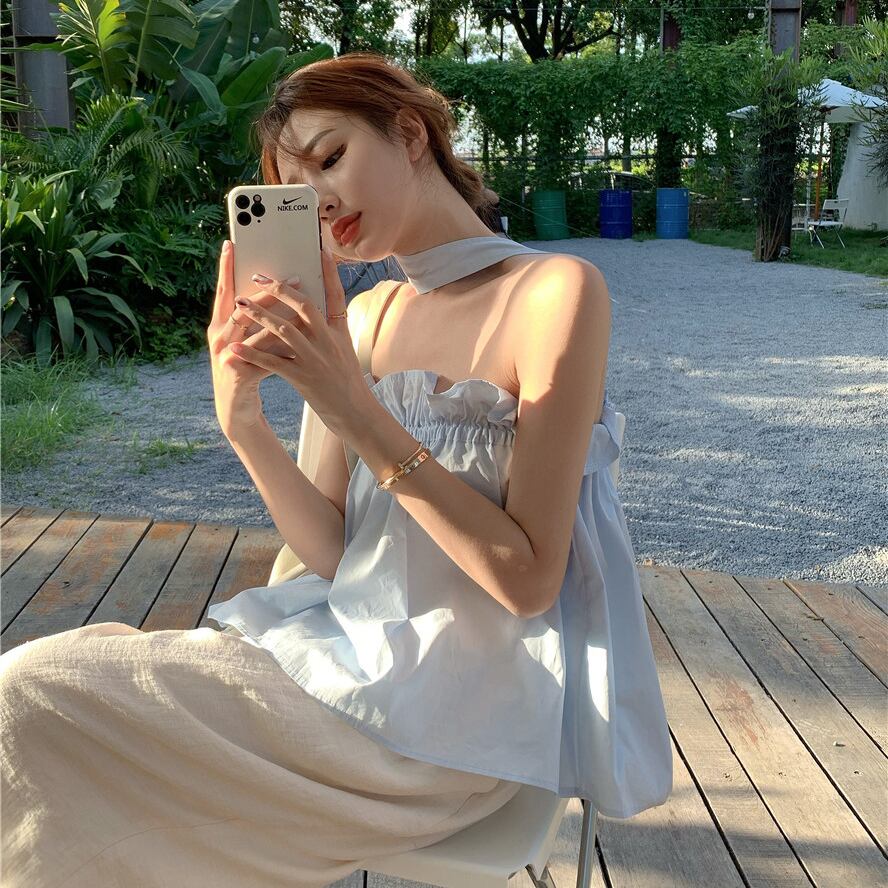 ストラップレスノースリーブサマートップス 薄手 夏物 ドラファッションホール73218891465