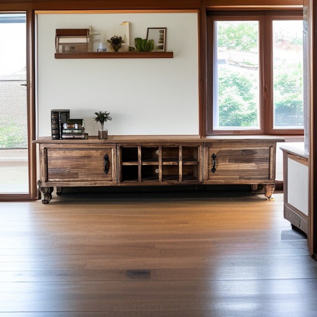 美しい英国 猫脚 テレビボードA アンティーク テレビ台 ラック 木製 収納