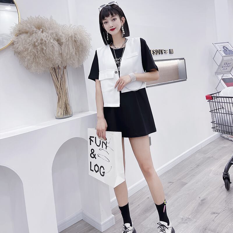 シャツ スカート サマースタイルポケットチェーン ドレス 夏物 ミックスインファッション50354978913