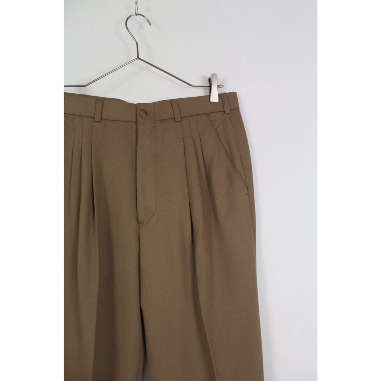 ダークブラウン スラックス 32 B＆T CLUB (ビーアンドティークラブ) JAPAN FABRIC ウール混