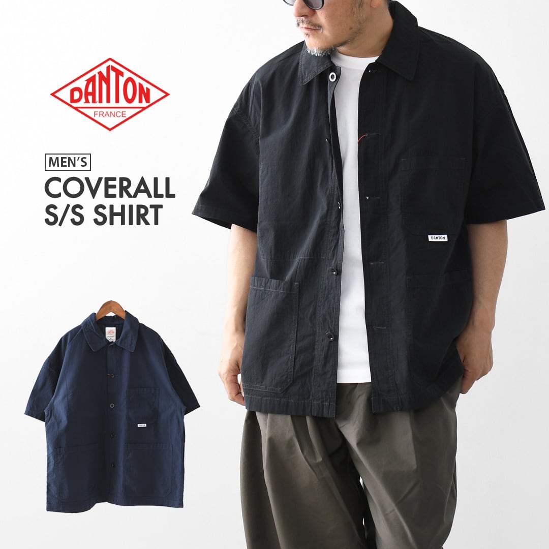 DANTON ブラック カバーオール サイズ42 DANTON [ダントン] M COVERALL S/S SHIRT [DT-B0239MUG] カバーオール