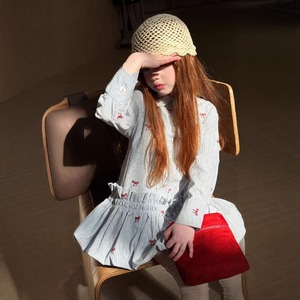 春リボン刺しゅうシャツワンピース