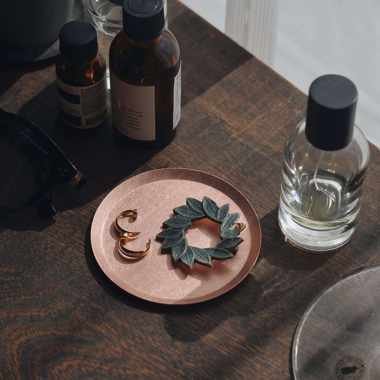 シンプルデザインの銅トレイ》銅のラウンドトレイ（φ90mm）つや無し