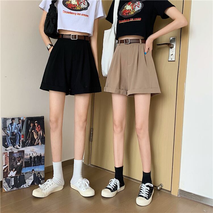 送料無料 着回し抜群 双子コーデに ベルト付 シンプル ショートパンツ カジュアルコーデ ボトムス Lamitte Deco トレンド 韓国ファッション ショップ Base店