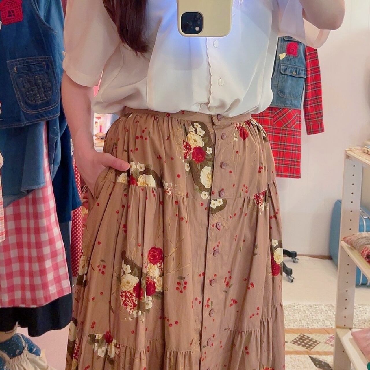 KETTY / pink purple flower tiered skirt