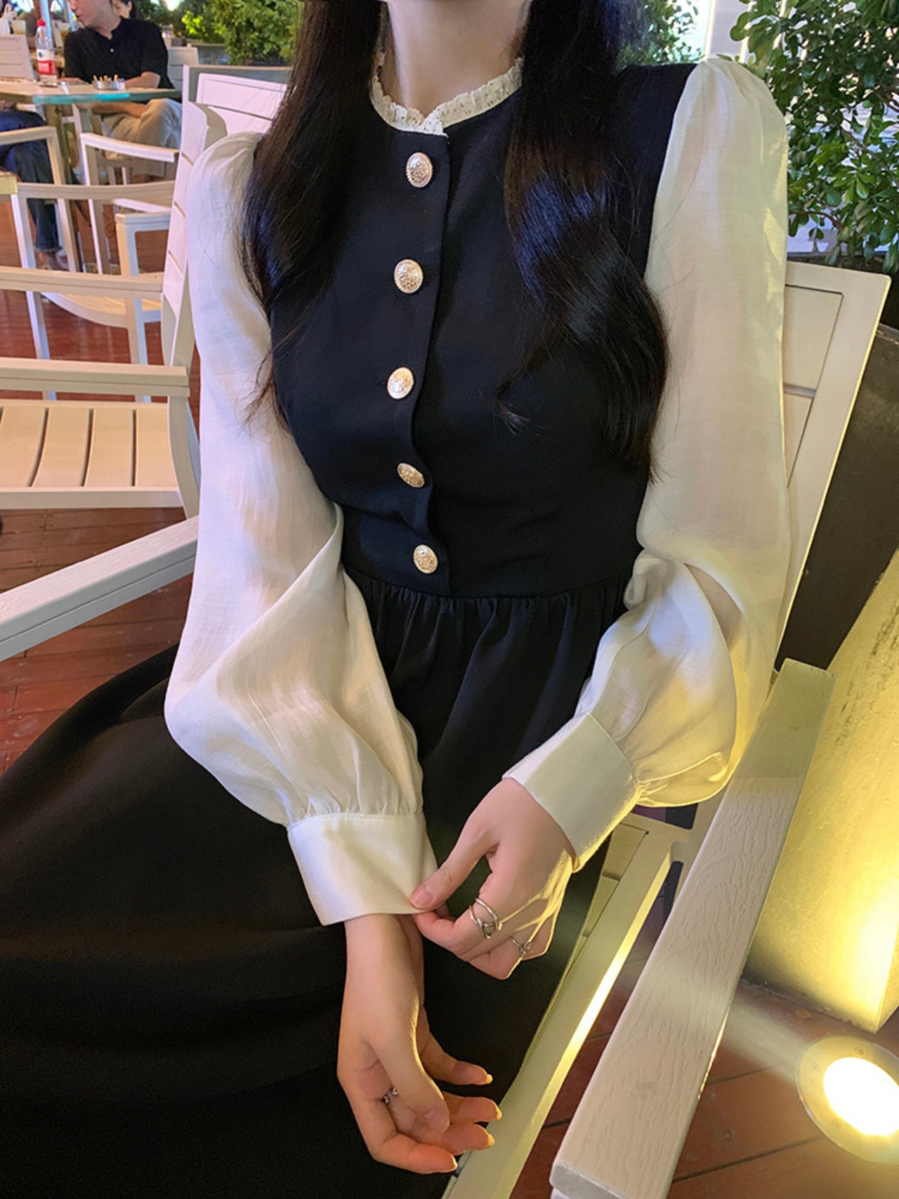 フレンチパフスリーブ長袖ワンピース_794687