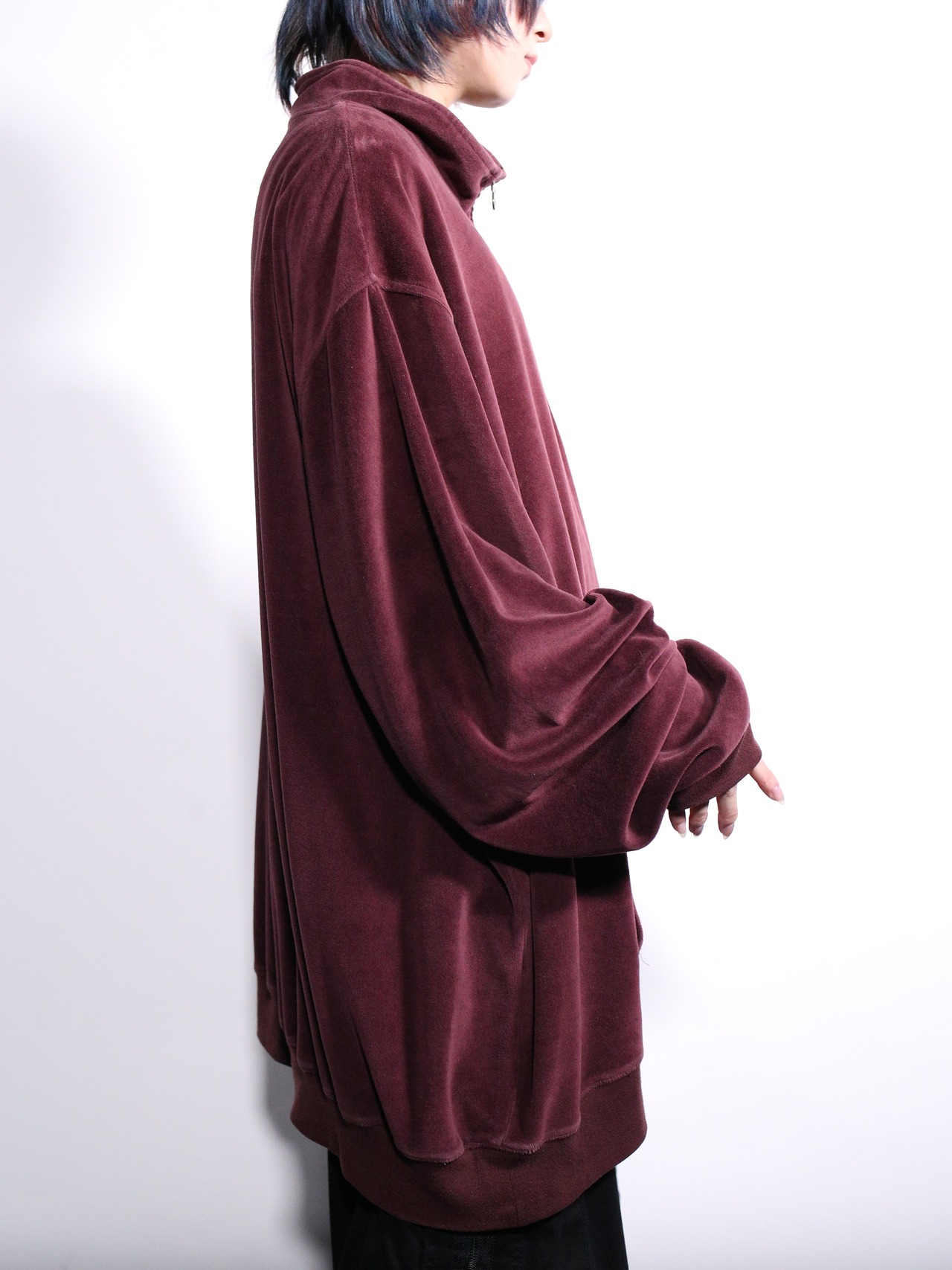 "KING SIZE" XXXL super over silhouette velours half-zip pullover - 4
