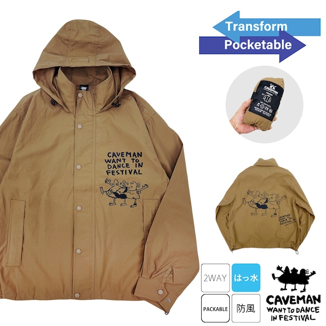 【CAVEMAN】「Packable」2WAY OUTDOOR JACKET [ COYOTE ] (Water Proof) 【caveman want to dance in festival】7325-caveman-sfj-cyt