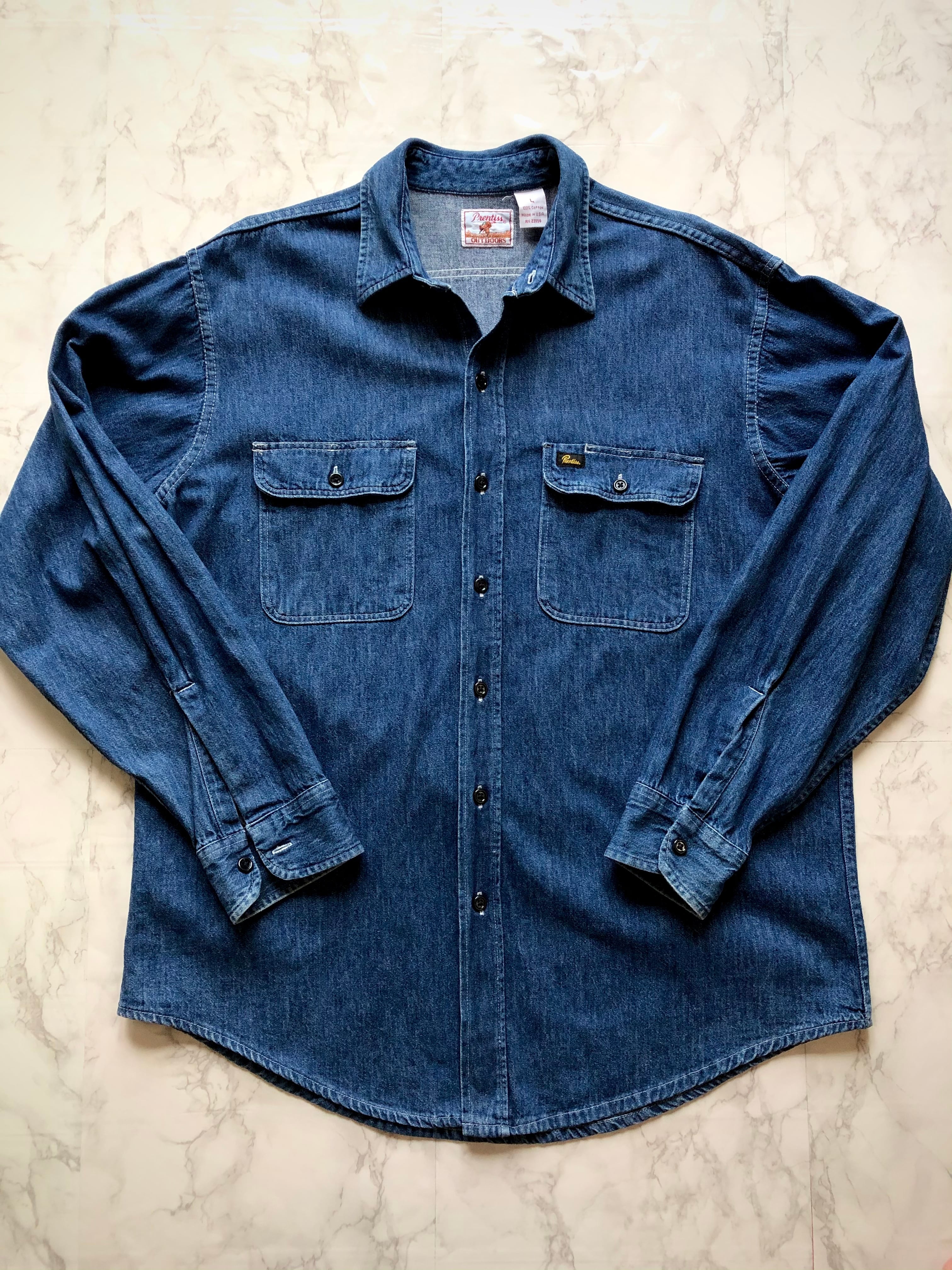 80s 90s USA製 PRENTISS OUTDOORS DENIM SHIRTS プレンティス デニム ...